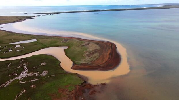 Aerial view of Olfusa river estuary Iceland. Aerial view of Olfusa river estuary Iceland.