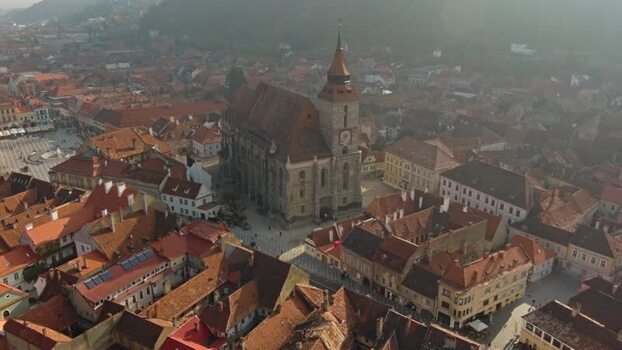 Aerial view of Black Church in Brasov Romania. Aerial view of Black Church in Brasov Romania.