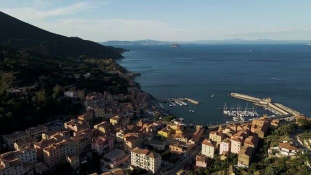 Aerial View of Rio Marina on Elba Island Tuscany Italy.