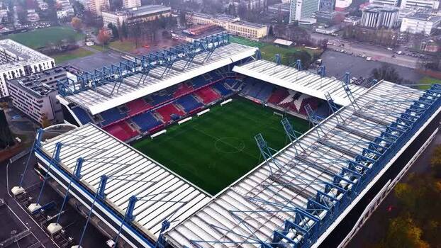 Aerial view of Henryk Reyman Stadium in Krakow Poland.
