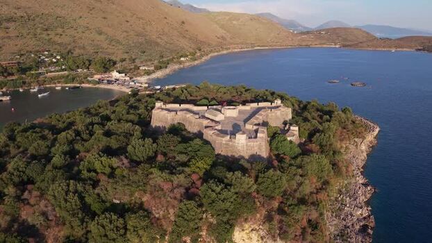 Aerial view of Porto Palermo Castle Albania.