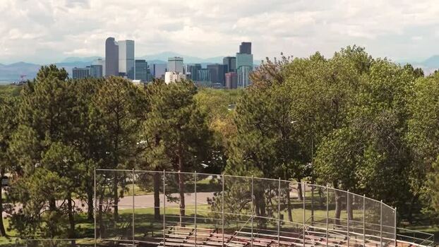 Aerial view of Denver skyline United States.