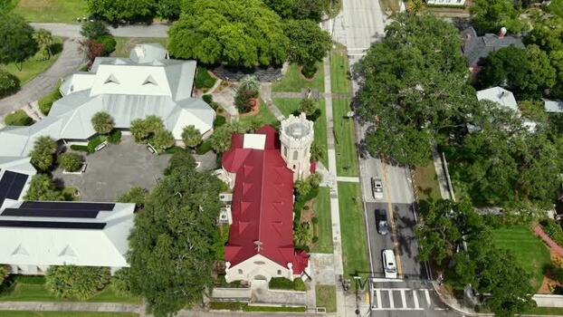Aerial view of buildings and trees United States. Aerial view of buildings and trees United States.