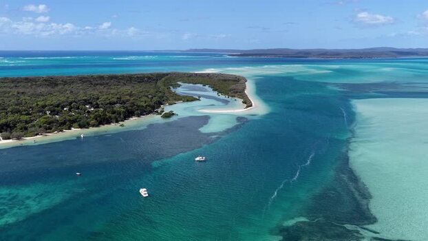 Aerial view of Moreton Island and Day s Gutter Australia.