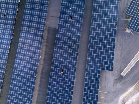 Aerial view of solar panel arrays installed on parking structures in Chihuahua Chihuahua Mexico. Aerial view of solar panel arrays installed on parking structures in Chihuahua Chihuahua Mexico.