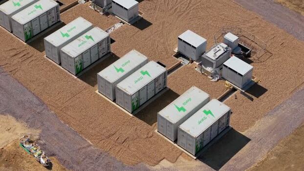 Aerial view of Jinko Battery Energy Storage Systems in United Kingdom.