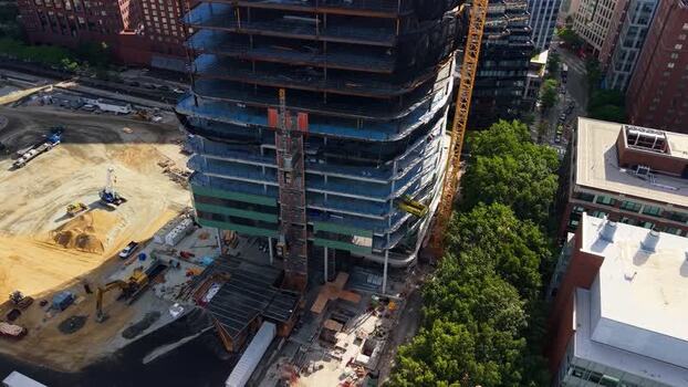 Aerial view of Kendall Square construction site United States. Aerial view of Kendall Square construction site United States.