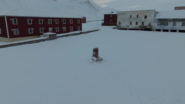 Aerial view of Pyramiden Svalbard and Jan Mayen.