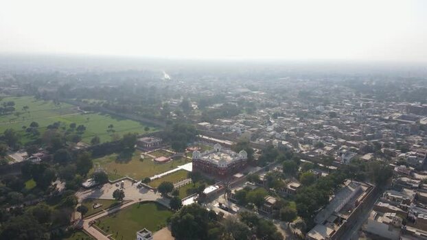 Aerial view of Noor Mahal in Bahawalpur Pakistan.