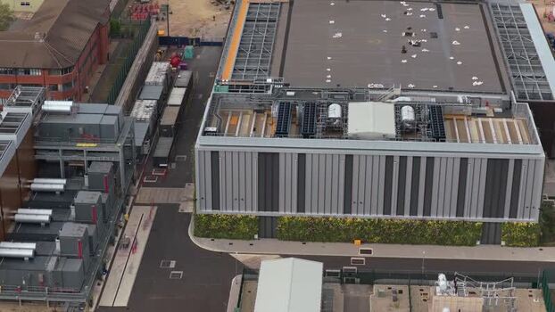 Aerial view of Ark Data Centres in Chertsey United Kingdom. Aerial view of Ark Data Centres in Chertsey United Kingdom.