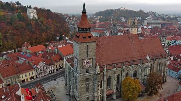 Aerial view of Black Church in Brasov Romania. Aerial view of Black Church in Brasov Romania.