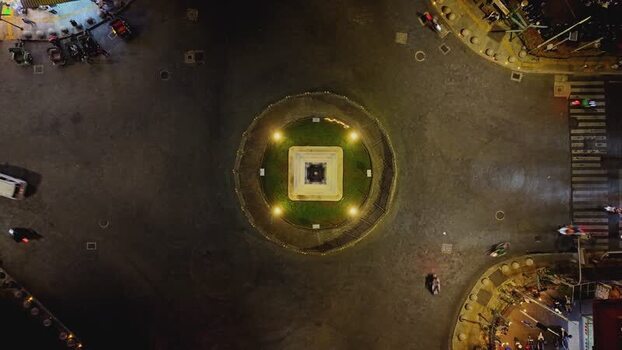 Aerial view of Tugu Yogyakarta Monument at night Indonesia. Aerial view of Tugu Yogyakarta Monument at night Indonesia.