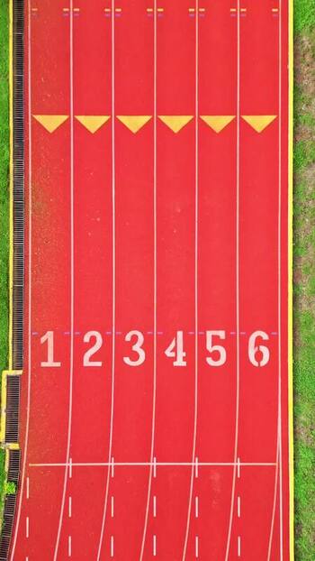 Aerial view of a red running track with lane numbers Mexico. Aerial view of a red running track with lane numbers Mexico.