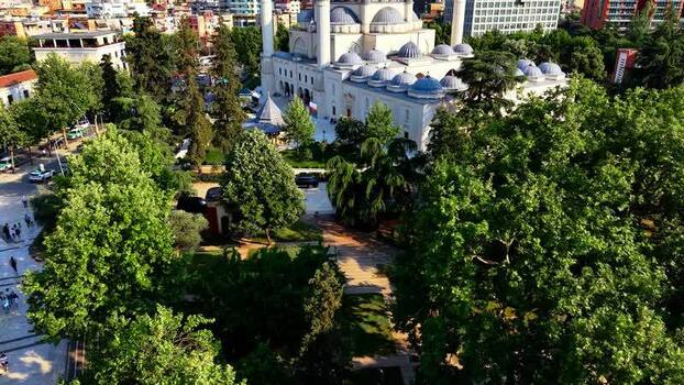 Aerial view of Namazgah Mosque in Tirane Albania.