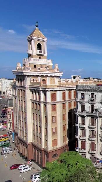 View of the Art Deco Bacardi Building in Havana Cuba.