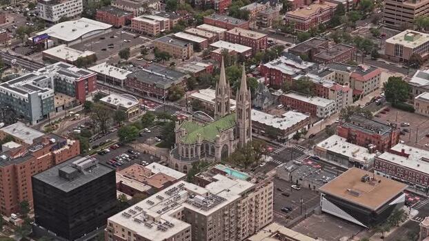 Aerial view of Cathedral Basilica in Denver United States.
