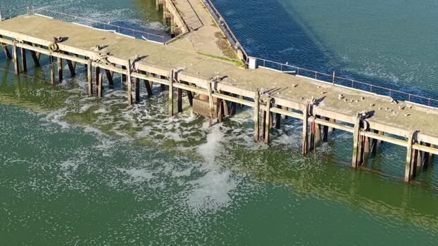 Aerial view of Cliff Quay WRC outfall in Ipswich United Kingdom.