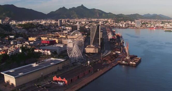Aerial view of Yup Star Rio Ferris wheel in Rio de Janeiro Brazil.