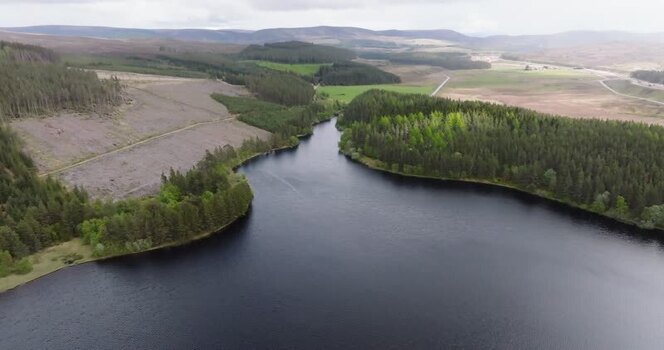 Aerial view of River Findhorn and lush forests United Kingdom. Aerial view of River Findhorn and lush forests United Kingdom.