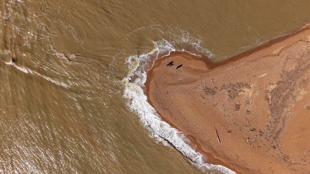 Aerial view of Felixstowe crossing to Bawdsey United Kingdom.