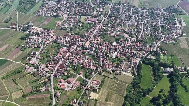 Aerial view of the historic town of Selestat France.