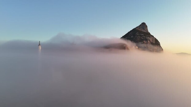 Aerial view of Europa Point and the Rock of Gibraltar Gibraltar.