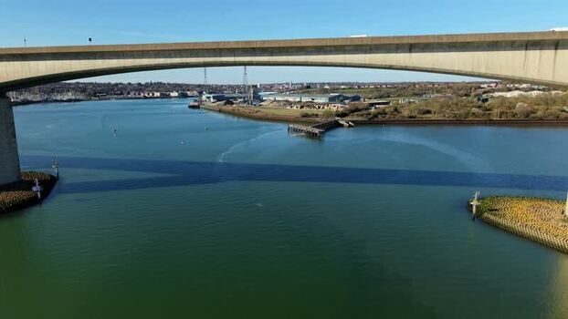 Aerial view of Orwell Bridge United Kingdom.