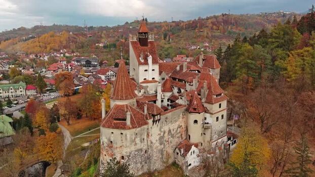 Aerial view of Bran Castle in Transylvania Romania. Aerial view of Bran Castle in Transylvania Romania.