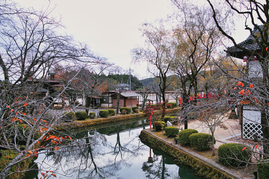 Nikko Tochigi Japan 02 November 2025 View of Edo Wonderland Nikko Edomura featuring traditional Japanese architecture a tranquil canal and autumn foliage. Nikko Tochigi Japan 02 November 2025 View of Edo Wonderland Nikko Edomura featuring traditional Japanese architecture a tranquil canal and autumn foliage.