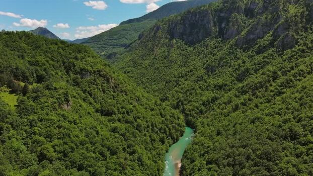 Aerial view of Tara River Canyon in Montenegro.