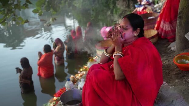 View of Hindu women performing a religious river ritual Bangladesh. View of Hindu women performing a religious river ritual Bangladesh.