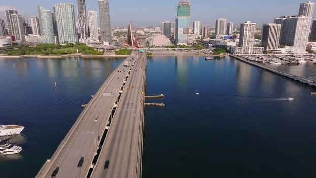 Aerial view of MacArthur Causeway United States.