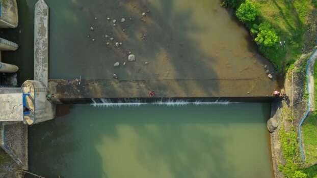 Aerial view of Tangsi River Water Gate Indonesia. Aerial view of Tangsi River Water Gate Indonesia.