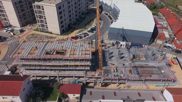 Aerial view of construction site in Barcelos Portugal.