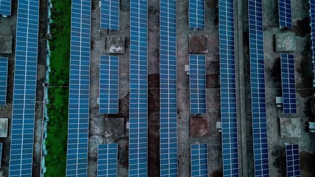 Aerial view of solar panels in Surat India.
