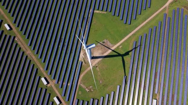 Aerial view of Chelveston Wind Farm and solar panels United Kingdom. Aerial view of Chelveston Wind Farm and solar panels United Kingdom.