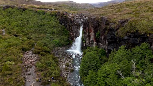 Aerial view of Taranaki Falls New Zealand. Aerial view of Taranaki Falls New Zealand.