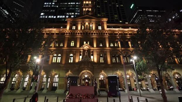 View of the illuminated Sydney General Post Office Australia.