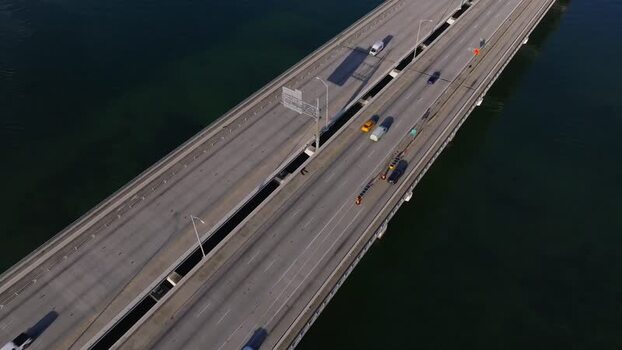 Aerial view of MacArthur Causeway United States.