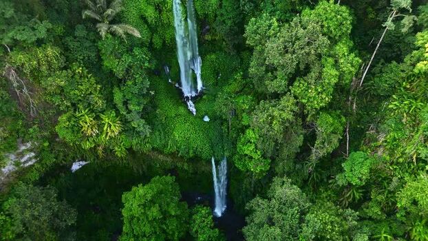 Aerial view of Sendang Gile Waterfall Indonesia. Aerial view of Sendang Gile Waterfall Indonesia.