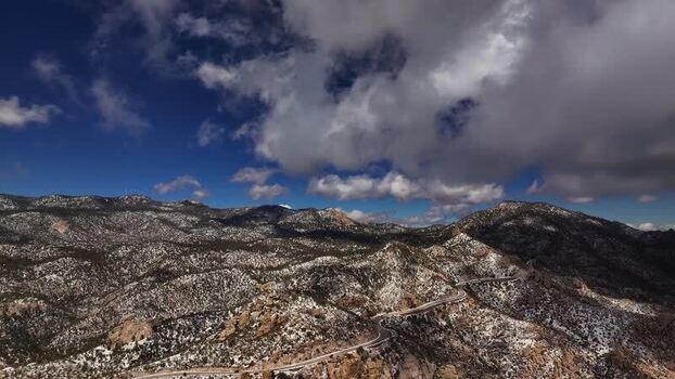 Aerial view of mountains and road United States. Aerial view of mountains and road United States.