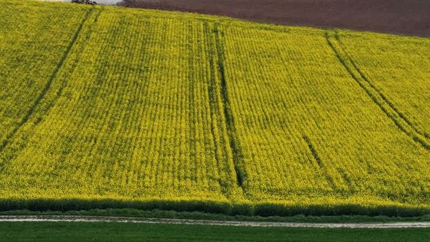 Aerial view of agricultural land France.