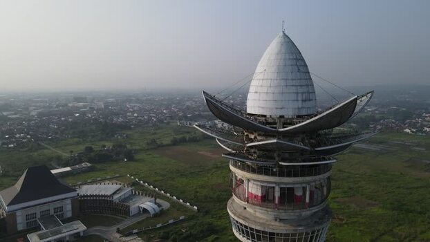 Aerial view of Menara Pandang Teratai Indonesia. Aerial view of Menara Pandang Teratai Indonesia.