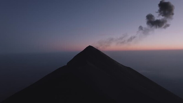 Aerial view of Acatenango volcano peak at dusk Guatemala. Aerial view of Acatenango volcano peak at dusk Guatemala.