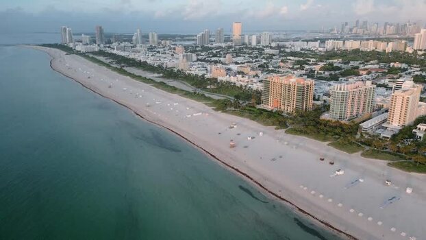 Aerial view of Miami Beach coastline United States. Aerial view of Miami Beach coastline United States.
