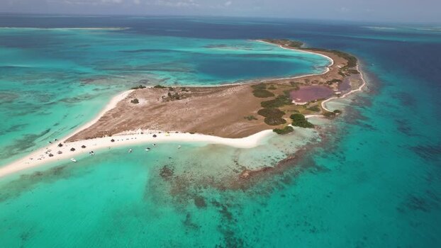 Aerial view of Los Roques archipelago in Venezuela.