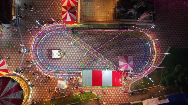 Aerial view of GOR Gelarsena Klaten Night Market Indonesia.