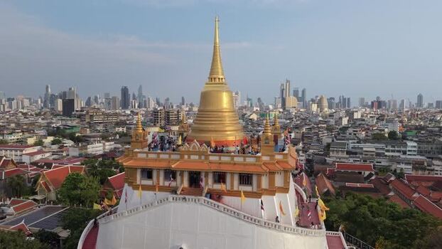 Aerial view of Wat Saket Ratchawora Mahawihan Thailand.