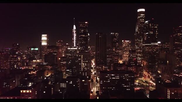 Aerial view of the illuminated downtown skyline United States. Aerial view of the illuminated downtown skyline United States.