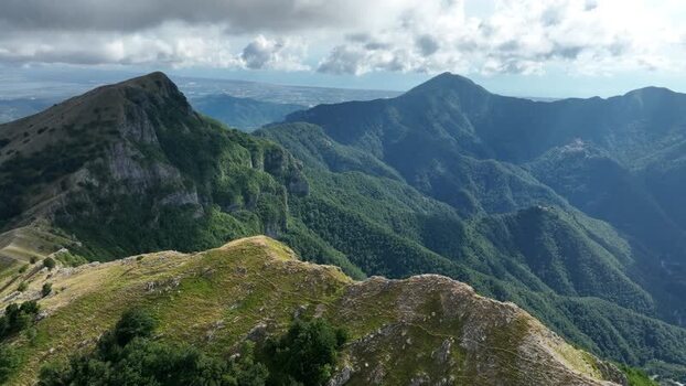 Aerial view of Monte Matanna in the Apuan Alps Italy.